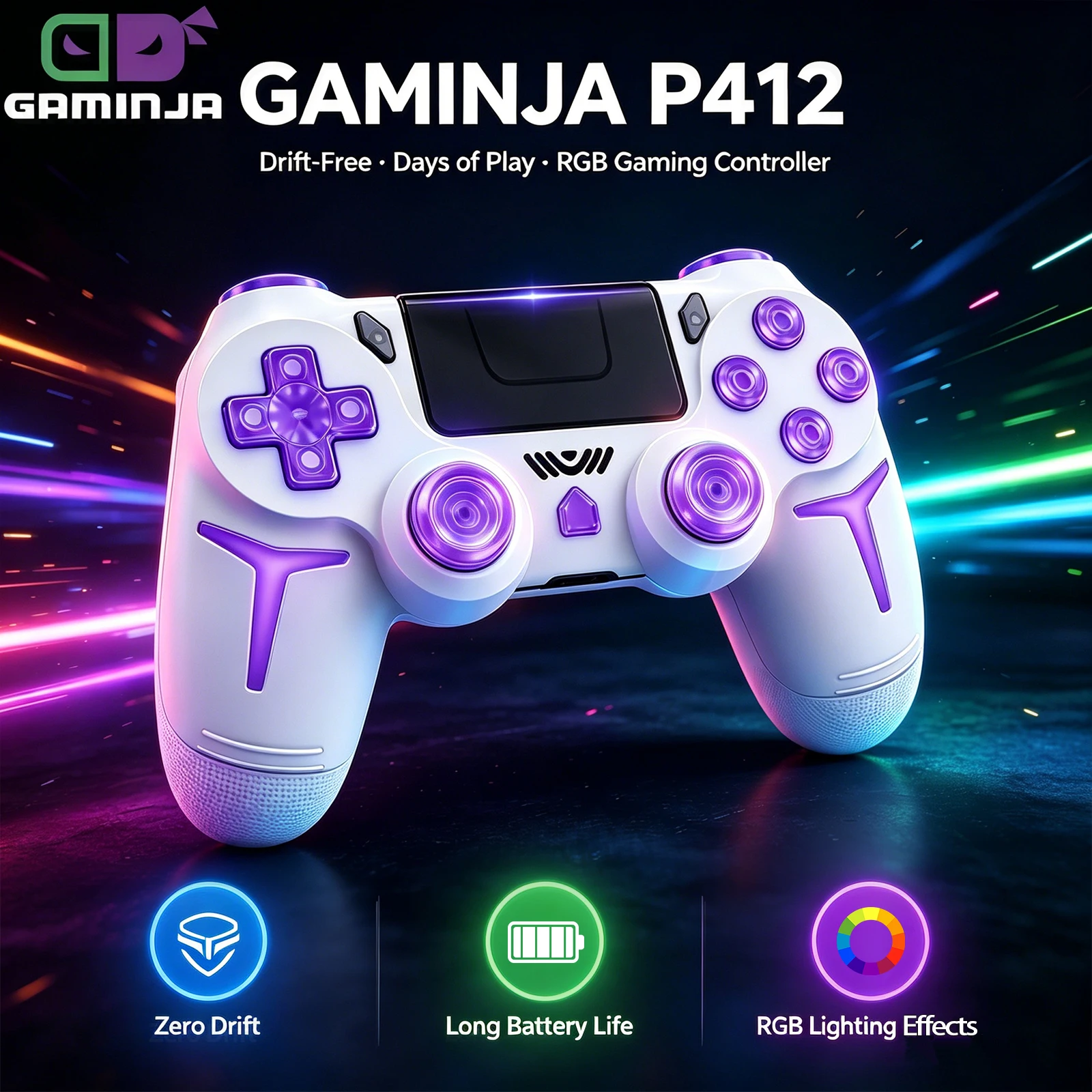 Gaming Console Ps3 - GAMINJA RGB Wireless Gamepads LED Light