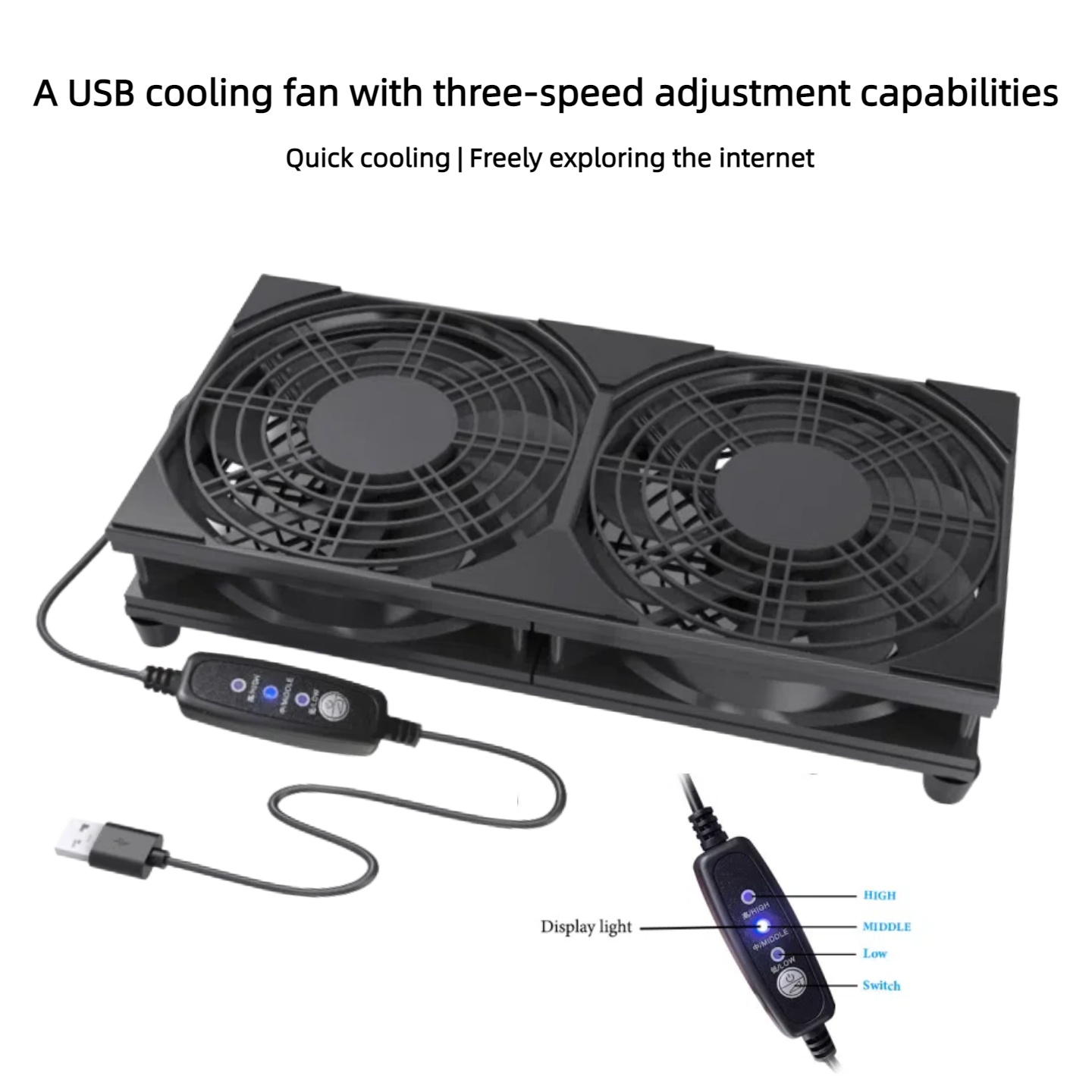 Dual USB Cooling Fan with 3-Sp - Gaming Console For Pc 评论和价格