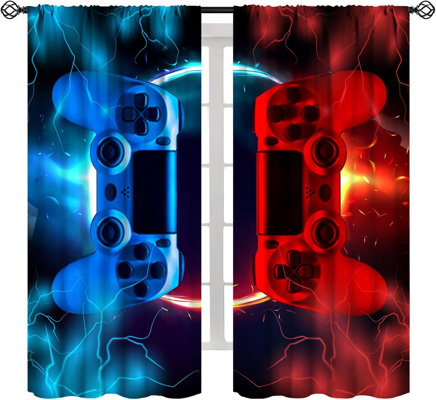 Gaming Curtain Blue Red Arcade - Gaming Console Cafe 评论和价格
